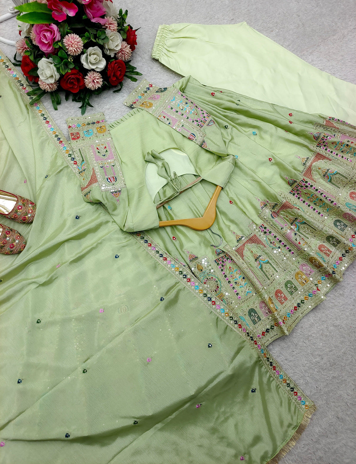 Fab Zone Party Wear Designer Anarkali Gown, Pent And Beautiful Dupatta For Women