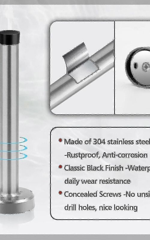 Brushed Stainless Steel Wall Mount Door Stopper With Soft Rubber Bumper