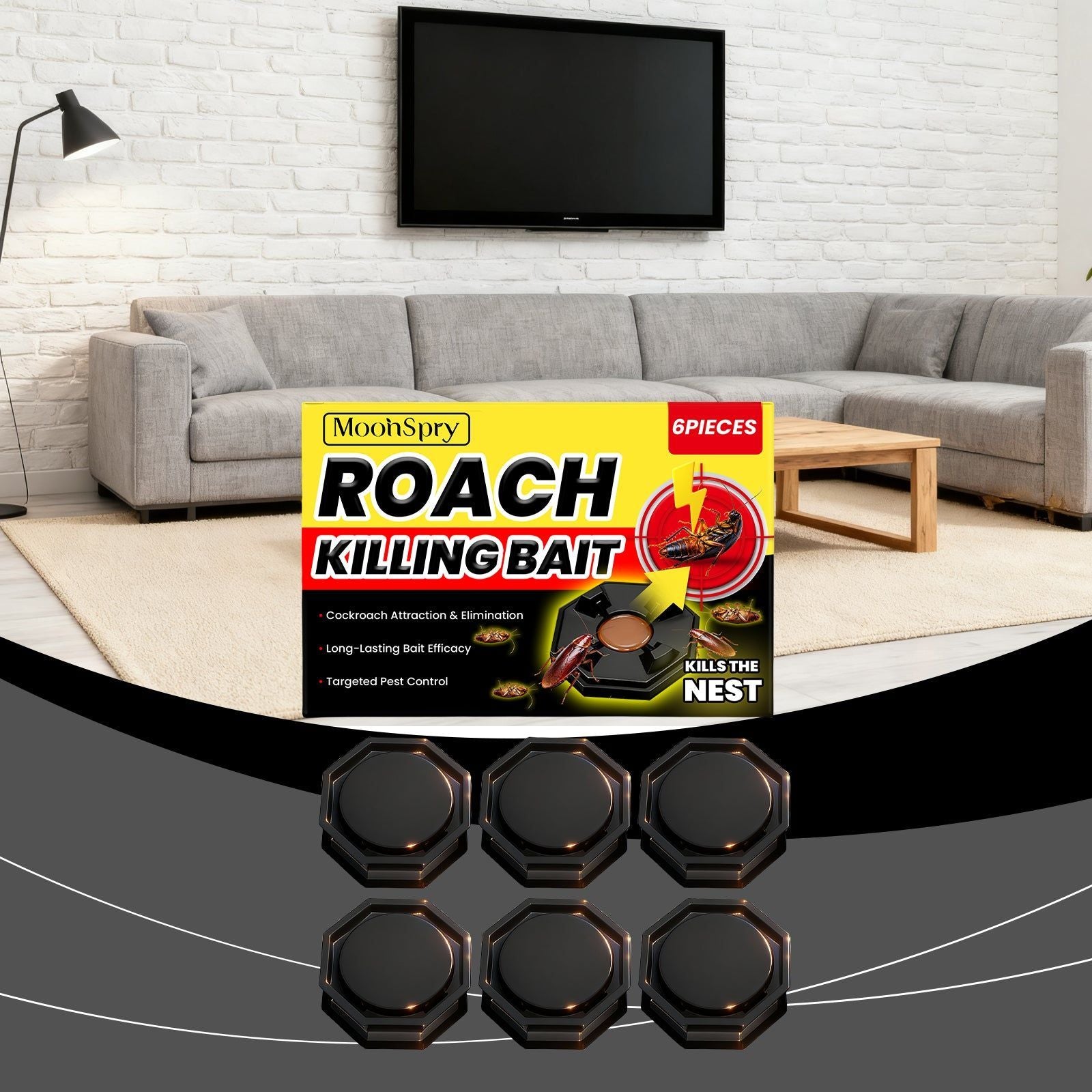 Xiao Qiang Bait House, Effective Cockroach Killer, Kitchen Pest Control, Easy to Use, Fast Results ,6pcs