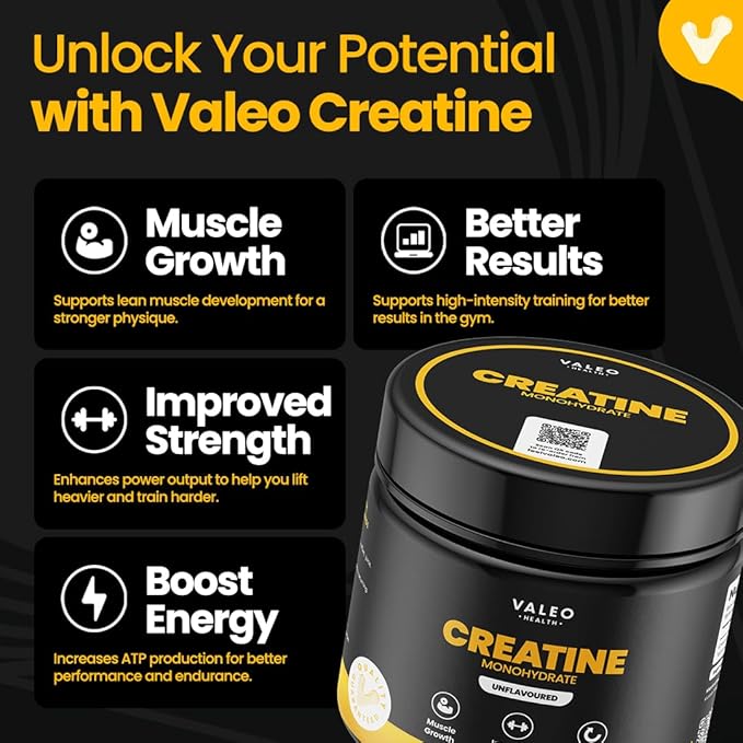Valeo Creatine Monohydrate Powder 300g, 85 Servings