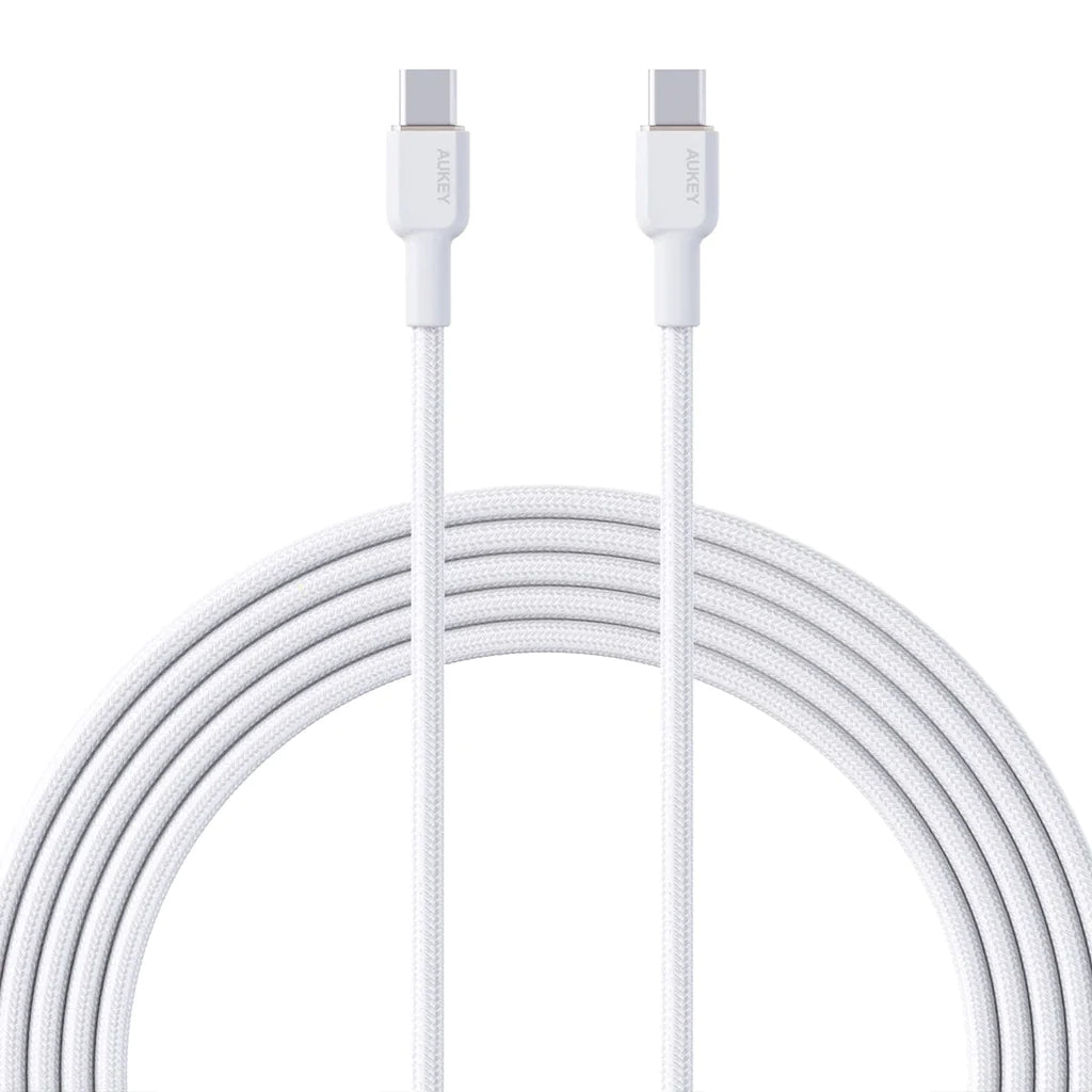 Aukey CB-NCC2 Nylon Braided USB-C to USB-C Cable 1.8m - White