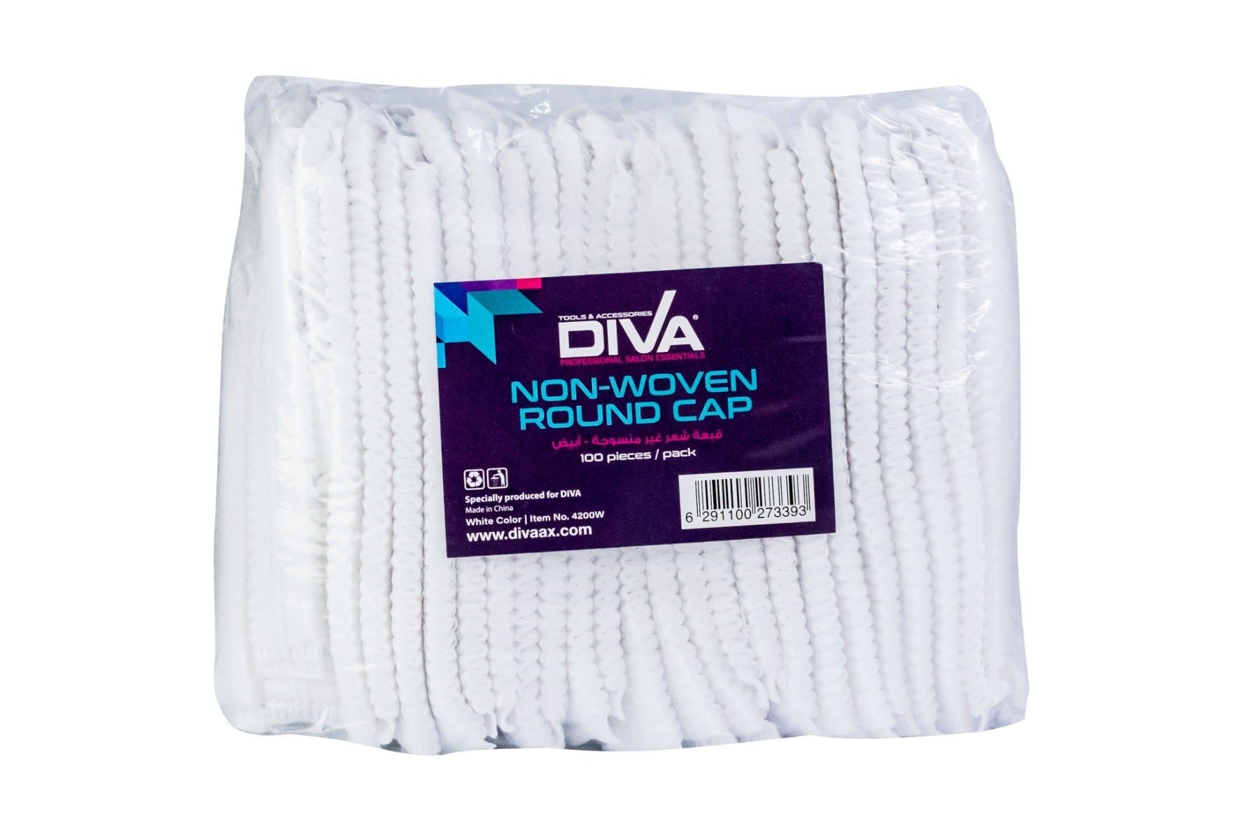 Diva Disposable Cap Nonwoven Round, 100-Pieces Per Pack