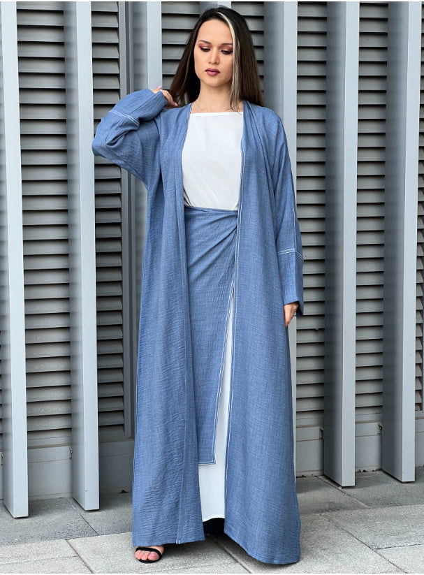 MOiSTREET Blue Louise Crepe Abaya Set