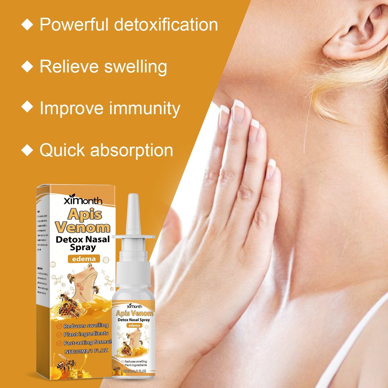 Bee Venom Nasal Spray, Natural Body Care, Relieve Discomfort, Boost Immunity ,30ml