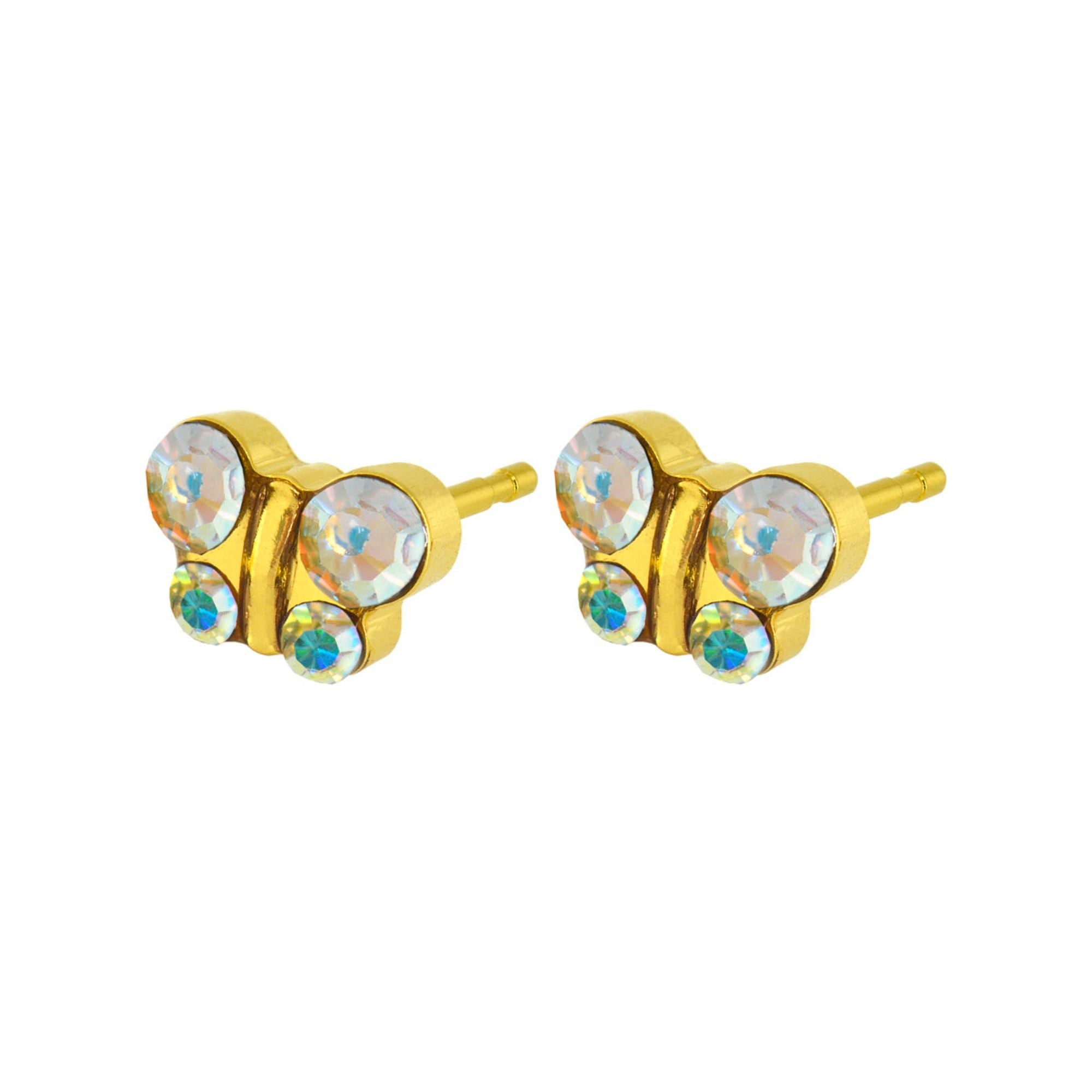 Caflon Fashion Sense Gold Plated Butterfly Rock Crystal Earring, 1Pc