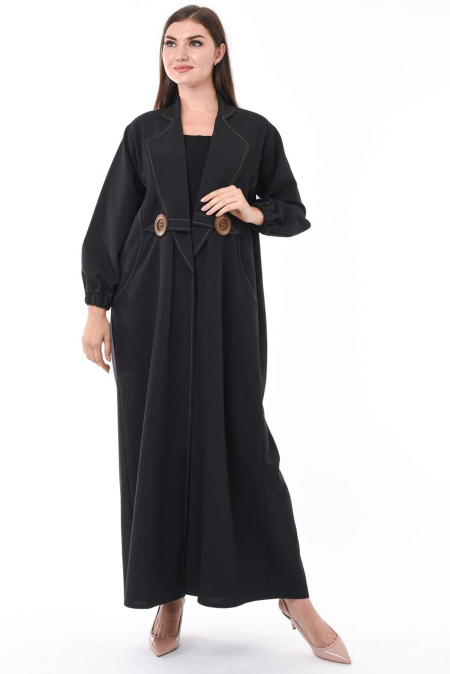 MOiSTREET Front Open Coat Style Abaya