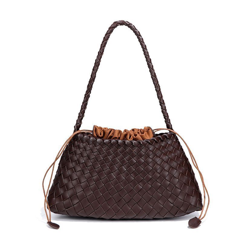 Women Shoulder Bags PU Leather Woven Handbag Underarm Bag