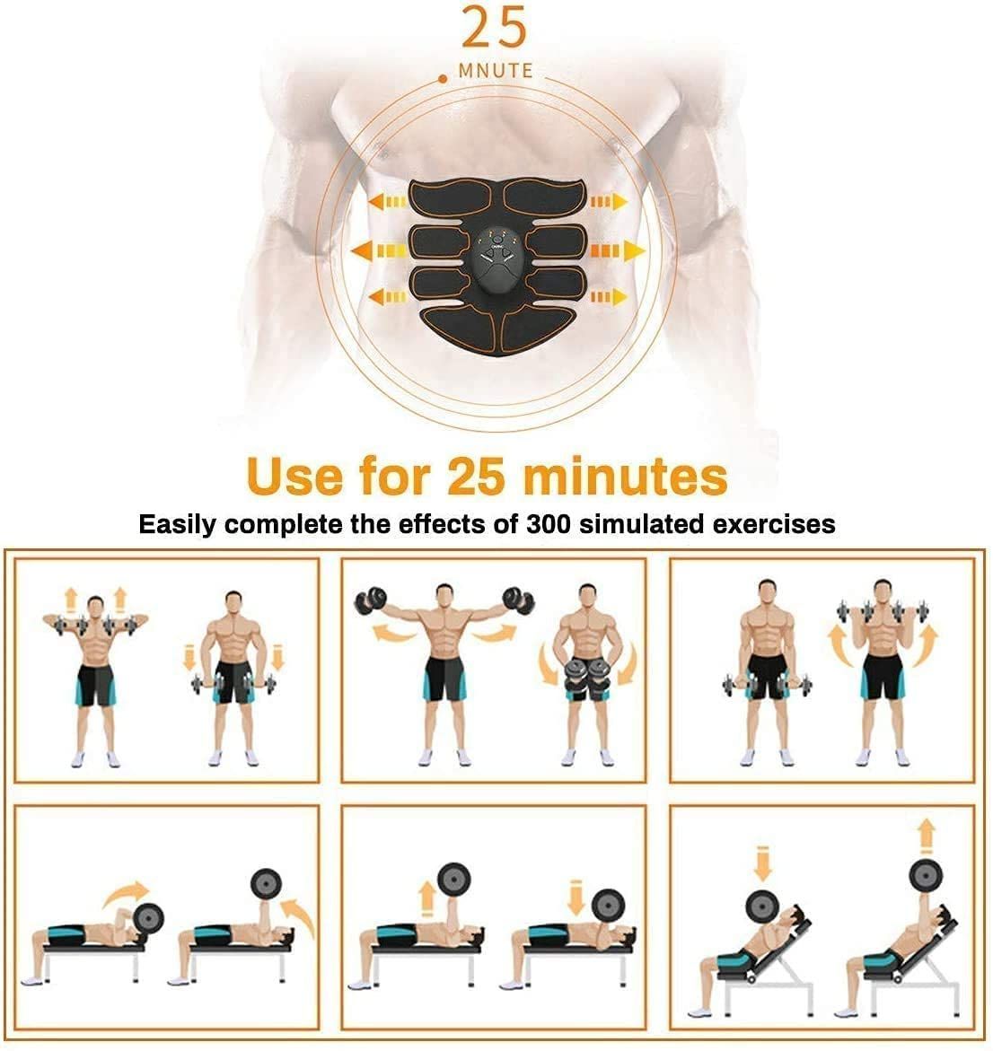 Muscle Stimulator EMS Abdominal Trainer Fat Burner Body Building Device Fitness Equipment