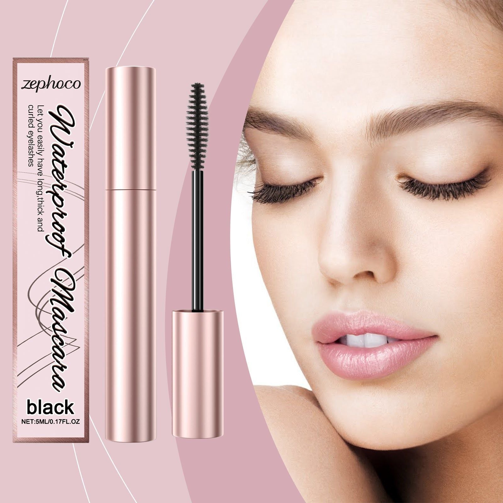 Waterproof Curling Mascara, Long Lasting Natural Lash Enhancer, Volumizing and Smudge-Proof ,5ml