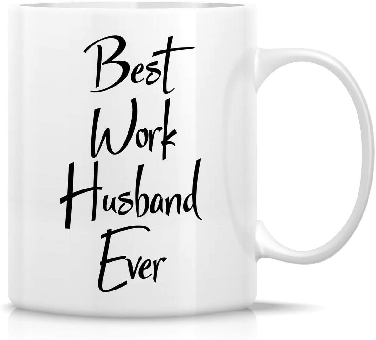 Funny Ceramic Coffee Mug - "Best Work Husband Ever" - 350ml Capacity, Perfect for Your Husband, 8.2x9.5cm