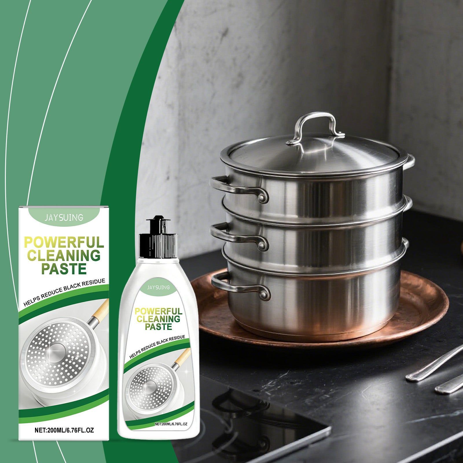 Cookware Cleaning Supplies, Stubborn Stain Remover, Grease Dissolver, Eco-Friendly, Powerful Kitchen Cleaner ,200ml