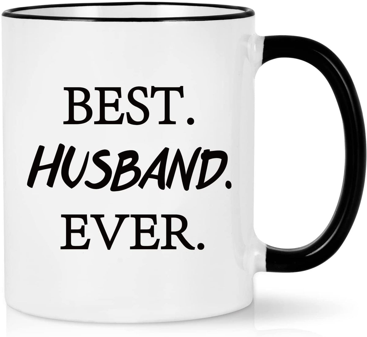 Funny Ceramic Coffee Mug - "Best. Husband. Ever." - 350ml Capacity, Perfect for Husband, 8.2x9.5cm
