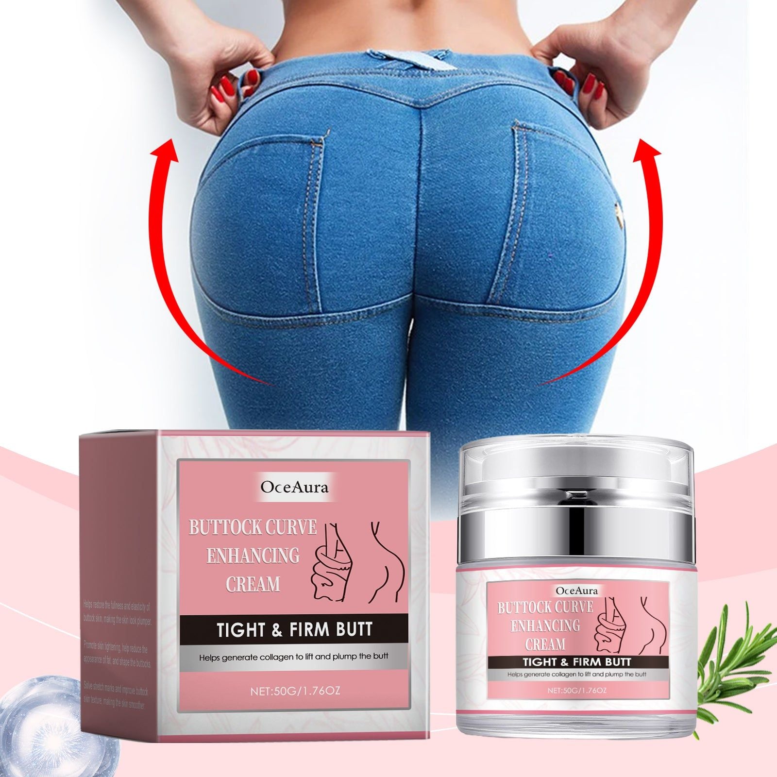 Hip Care Cream, Moisturizing, Skin Firming, Natural Glow, Daily Massage ,50g