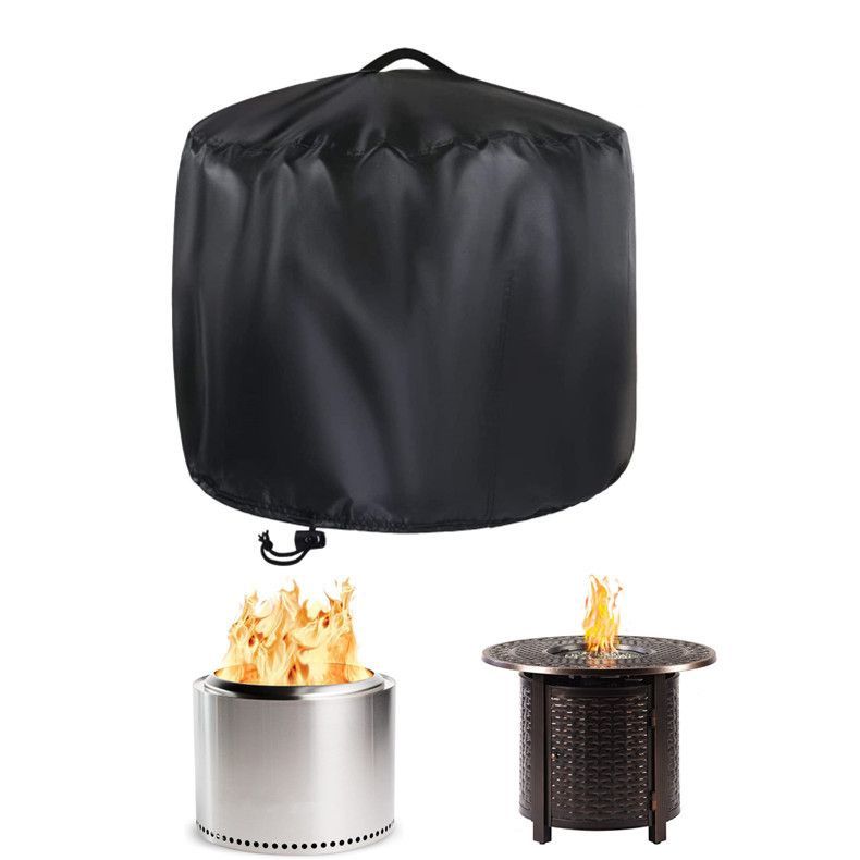 Round Fire Pit Cover Waterproof Dustproof Firepit Cover Patio Fireplace Cover