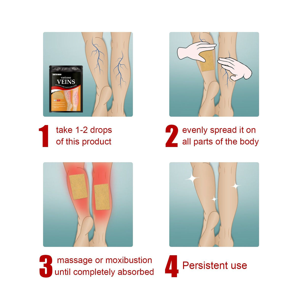Relieves Varicose Feet, Calf Vein Care Patch, Gentle Skin Relief, Instant Comfort ,12pcs