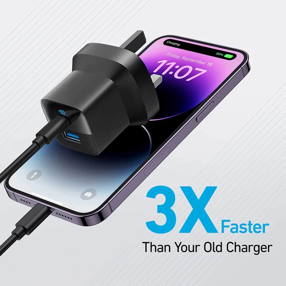 Anker 323 Dual-Port Fast Charger 33W, USB-C PD & USB-A PowerIQ, Black