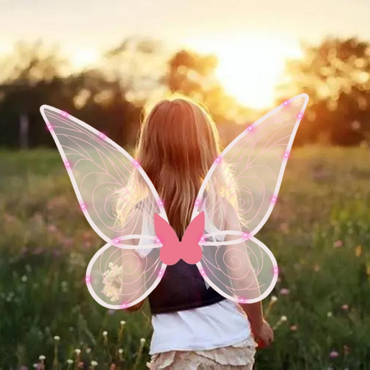 Light Up Butterfly Fairy Wings Costume Set Elf Party Dress Up Girls Halloween Costumes