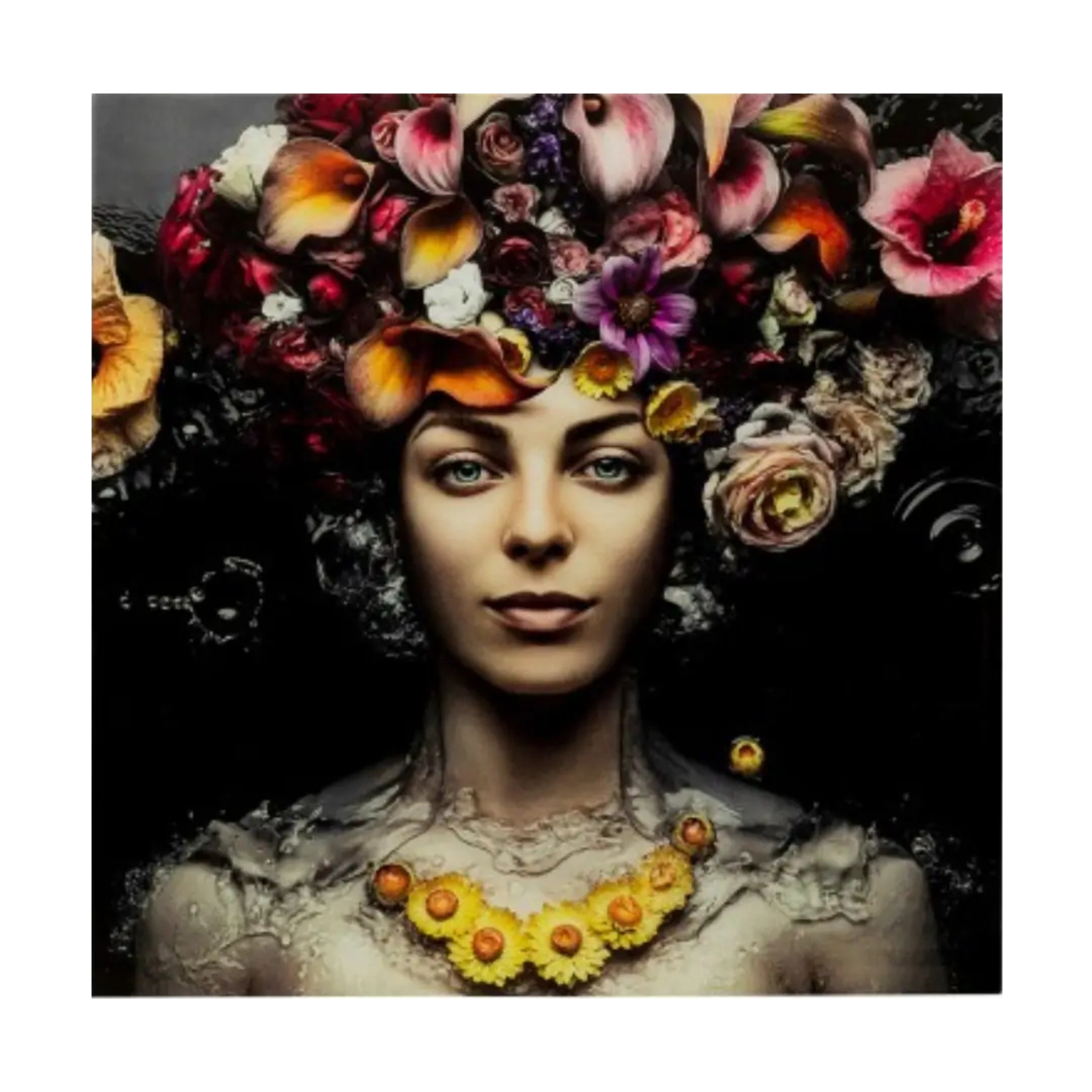 Picture Glass Flower Art Lady 120x120cm KARE