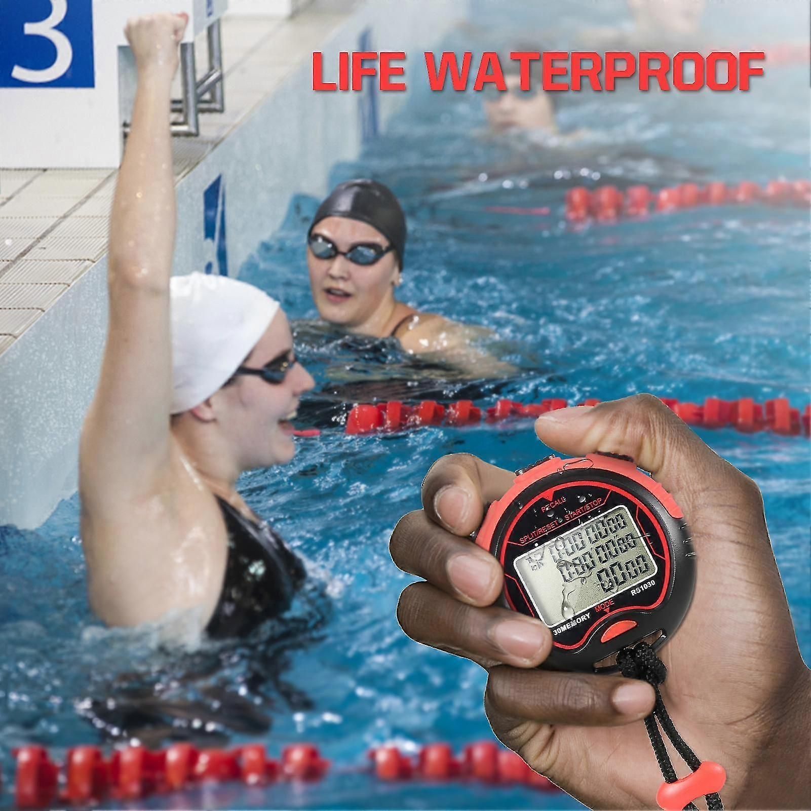 Professional Digital Stopwatch Timer Waterproof Digital Handheld Lcd Timer Chronograph Sports Counter With Strap For Swimming Running Football Train zxin