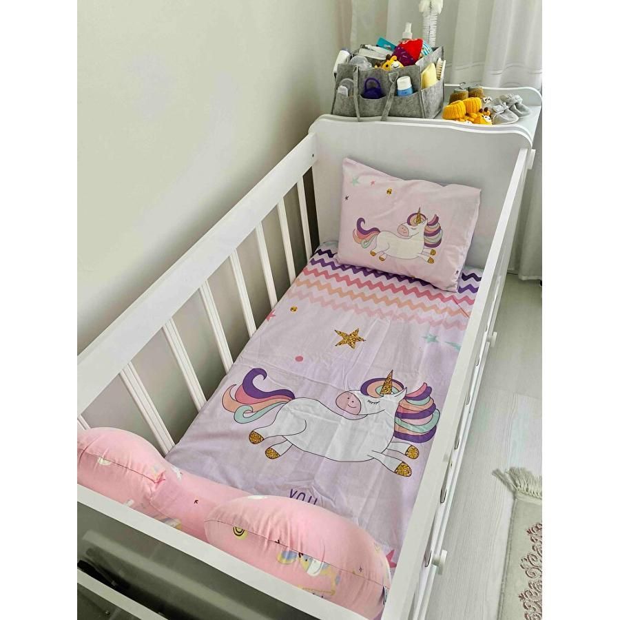 Girl Child Purple Digital Printed 3d Cotton Baby Duvet Cover Set