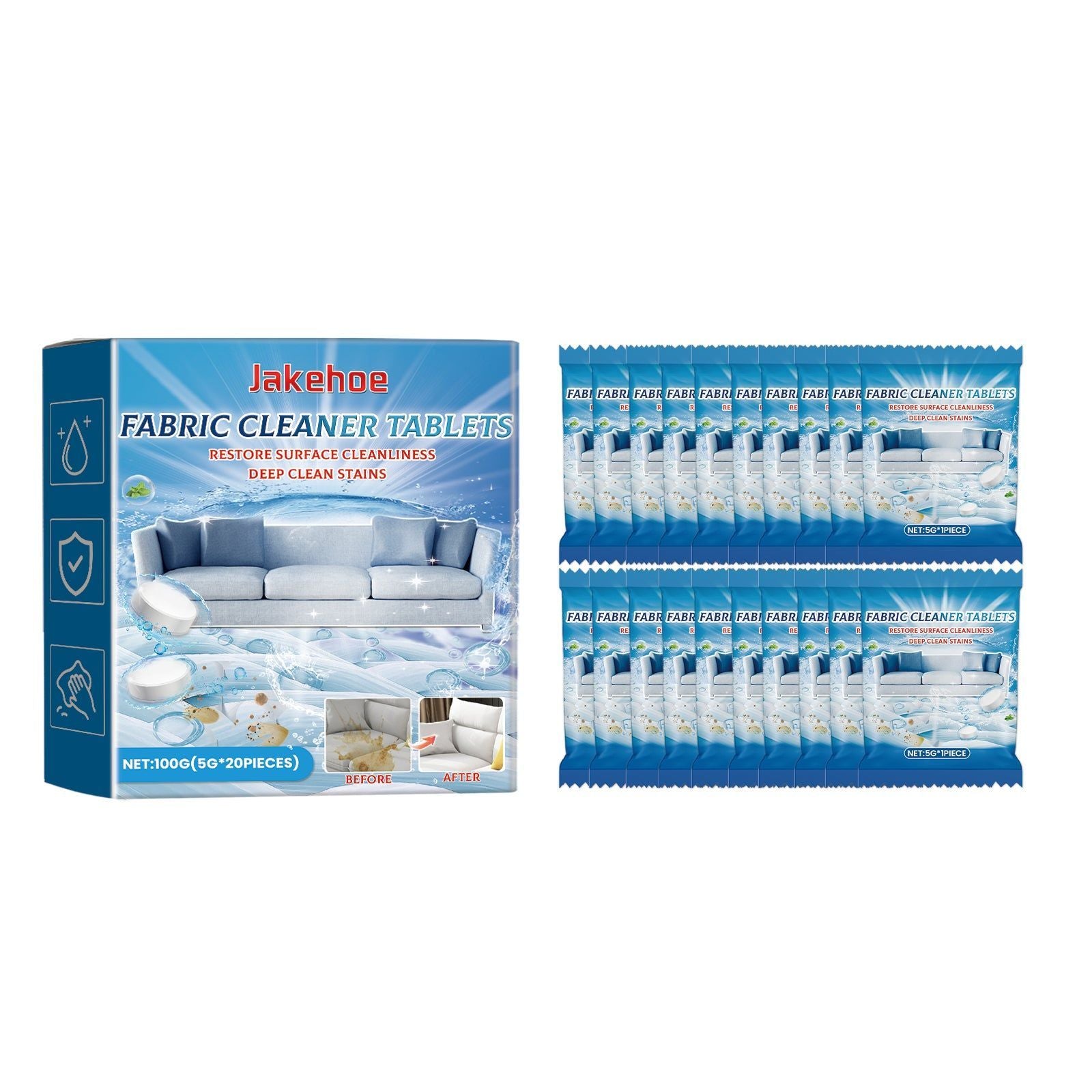 Deep Clean Fabric Cleaning Tablets, Eco-Friendly Sofa & Couch Stain Remover ,100g