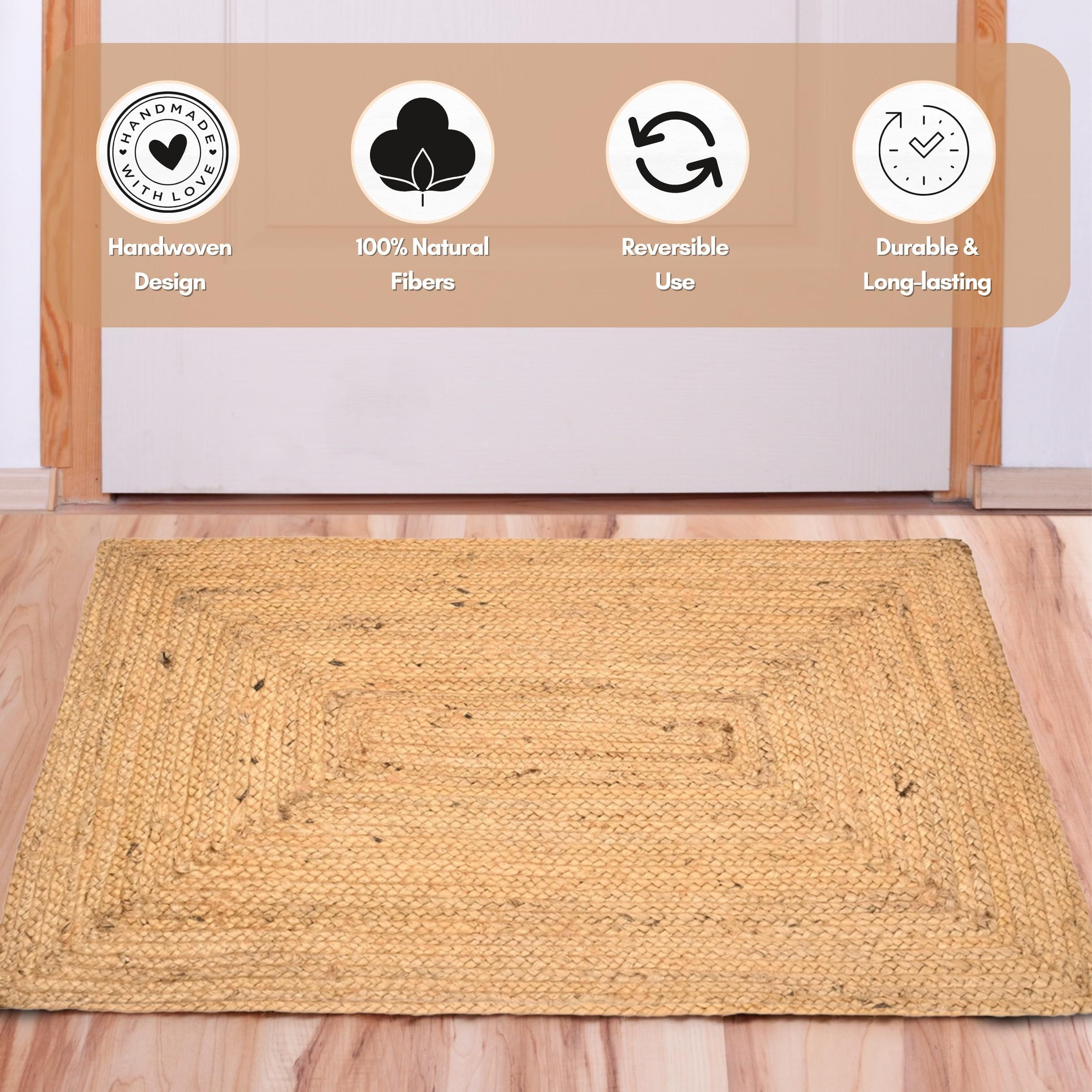 Hand Woven Reversible Jute Burlap Cotton Rag
