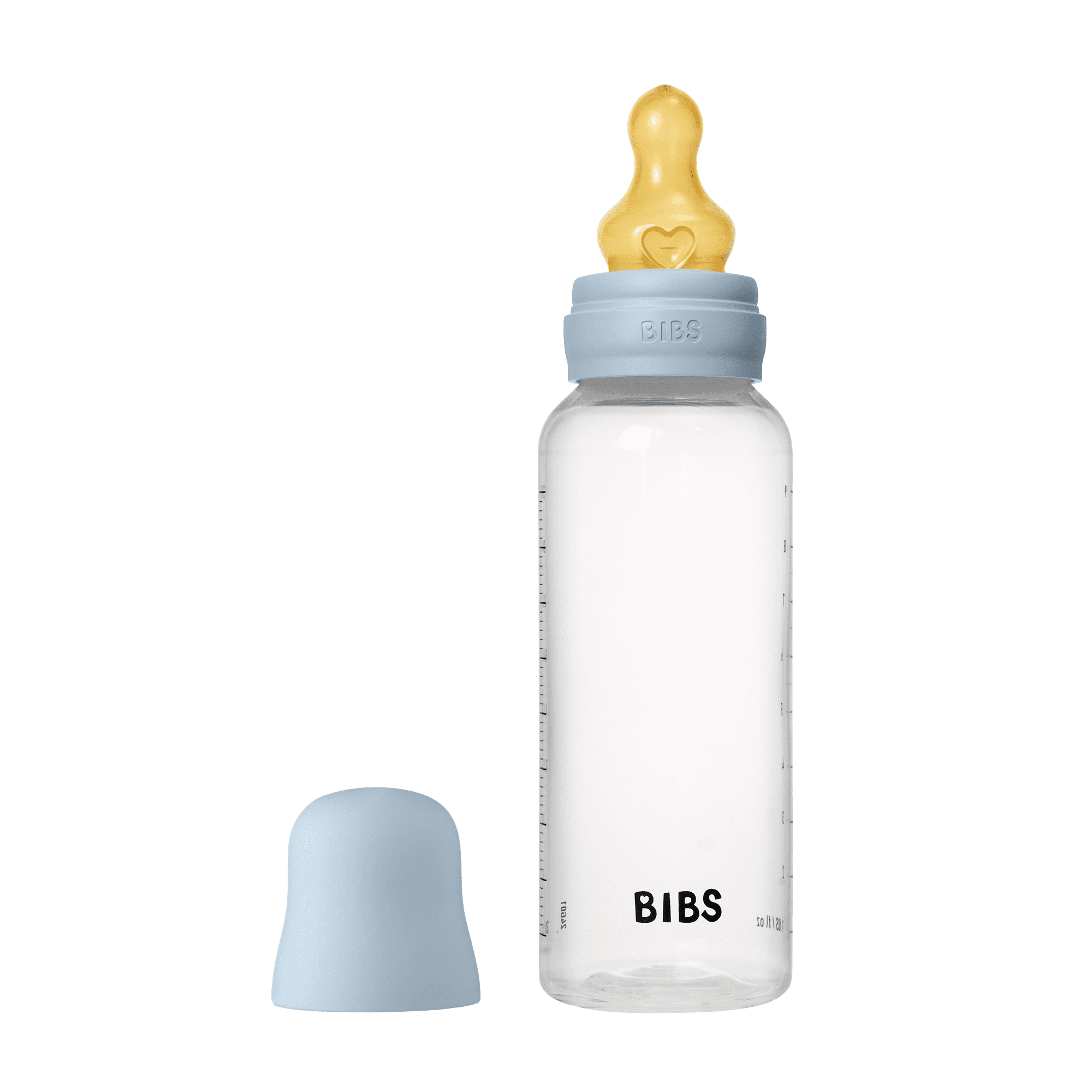 BIBS Baby Bottle with Round Latex Nipple – 270 ml Medium Flow | Baby Blue