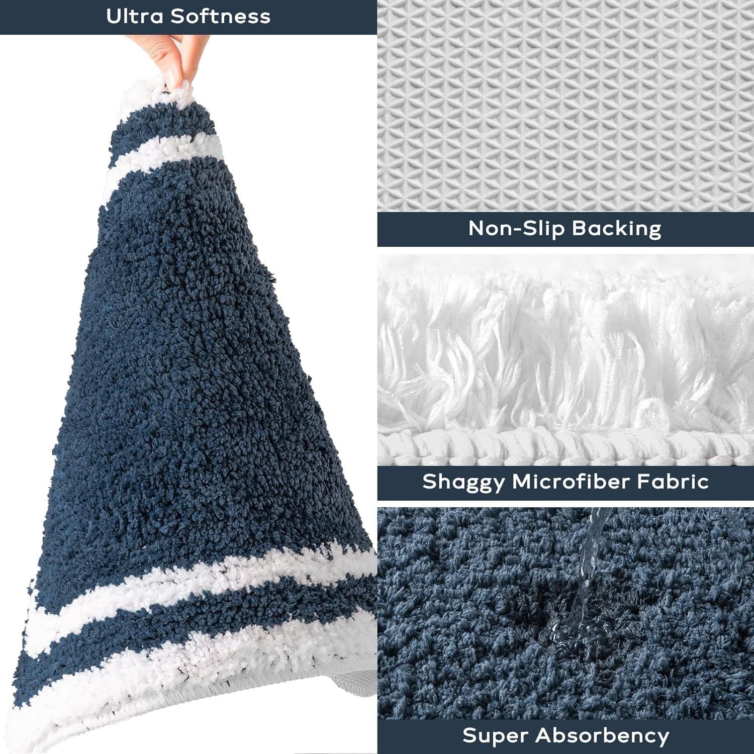 AIESY® Set of 2 Beautiful Luxury Rectangle Quick Dry Bath Mat