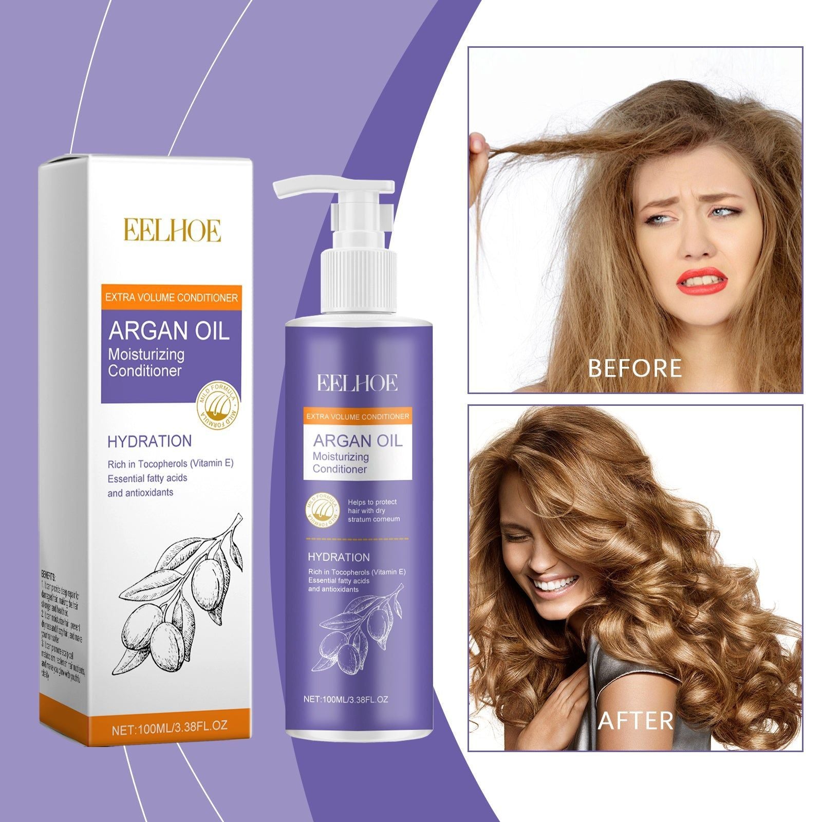Argan Oil Hair Conditioner for Volume, Moisture, Shine, and Damage Repair ,100ml