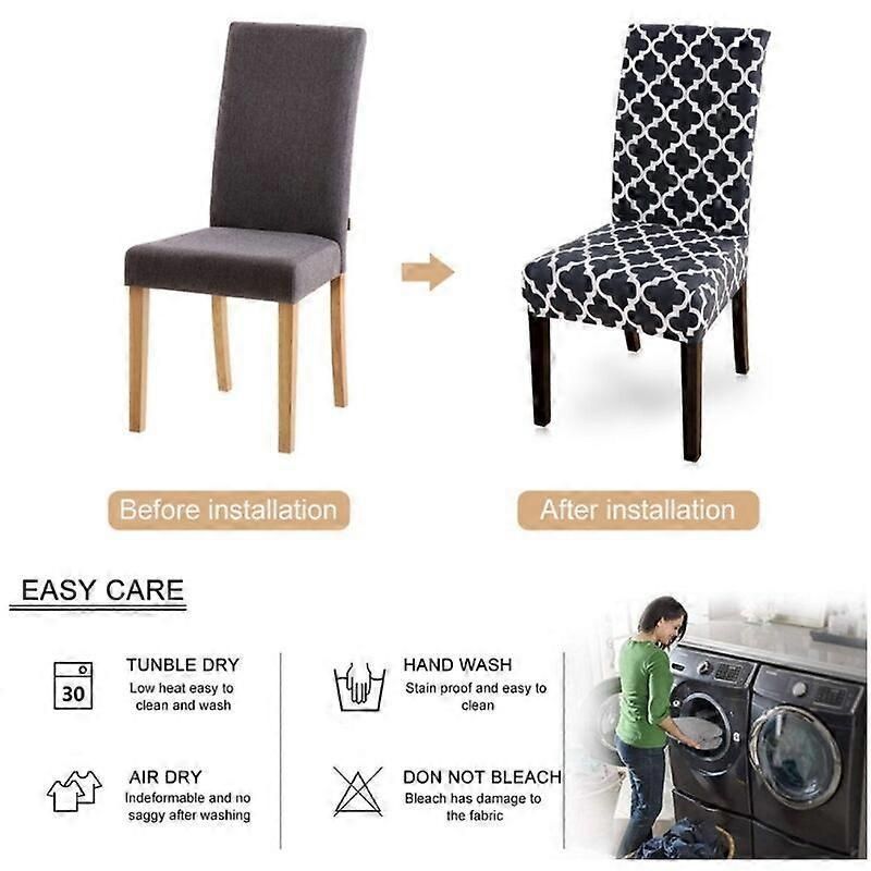 4 Pices Stretch Chair Cover Spandex Printed Seat Cover Set