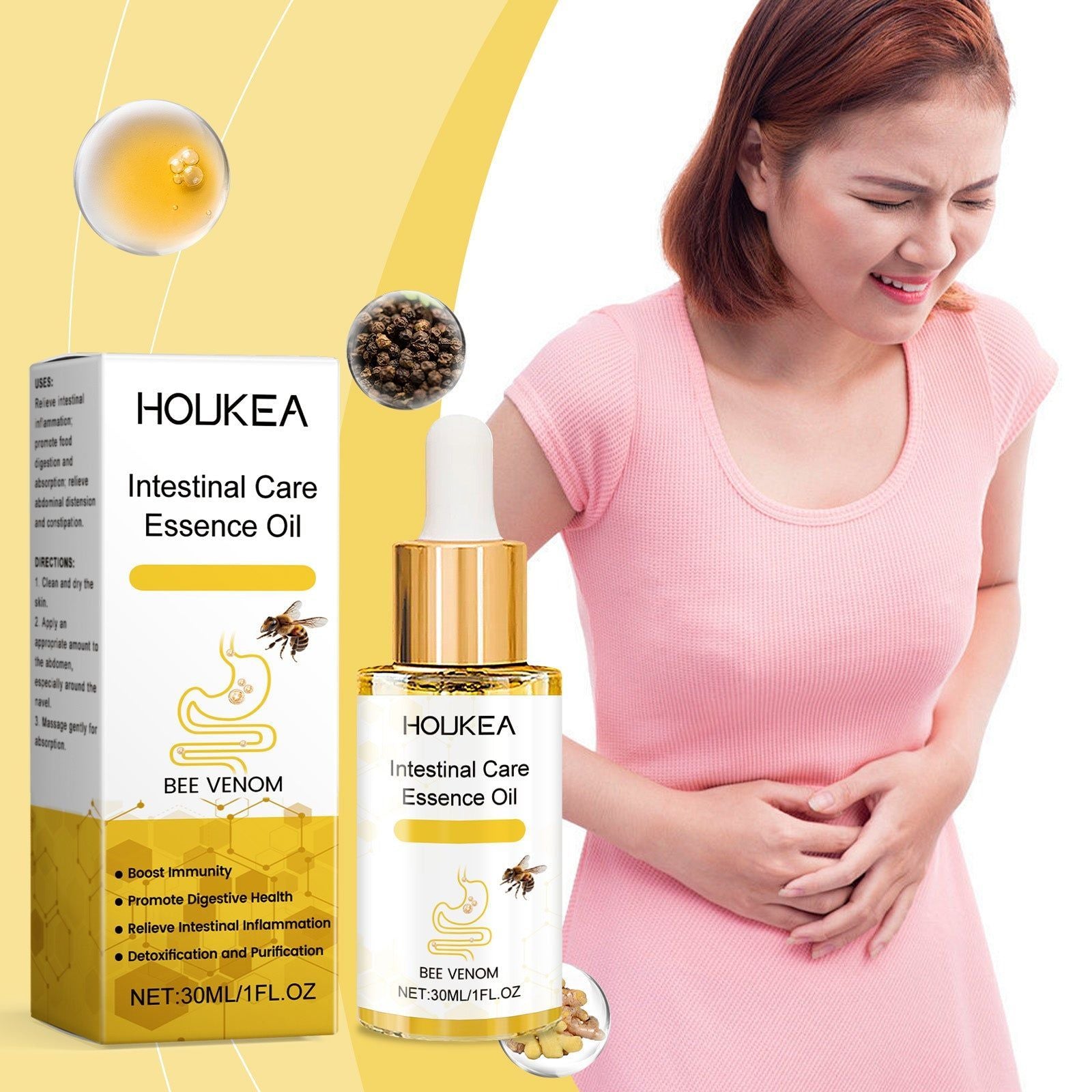 Body Care Essential Oil for Digestive Comfort, Natural Abdominal Massage, Soothing and Non-Irritating ,30ml