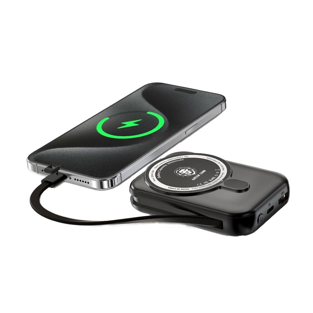 Green Lion Monaco MagSafe Power Bank 20000mAh with Wireless Charging & USB-C Fast Charging, Black