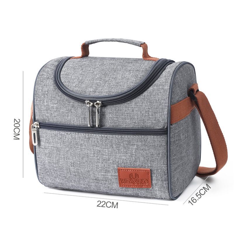 Thermal Insulated Lunch Bag with Shoulder Strap for Picnic