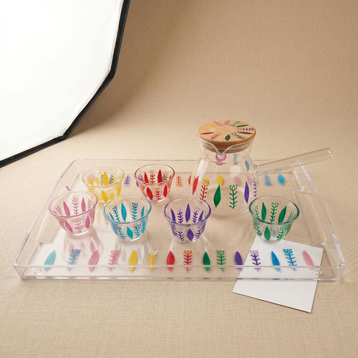 Handi Made Handpainted Lebanese Coffee Set – Plexi Tray (Delivered in up to 7 days)