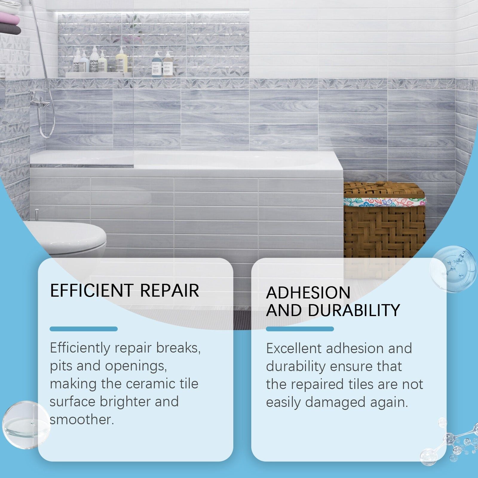 Premium Tile Repair Cream, Waterproof, Durable, Easy Fix for Bathroom Kitchen Tiles ,100g