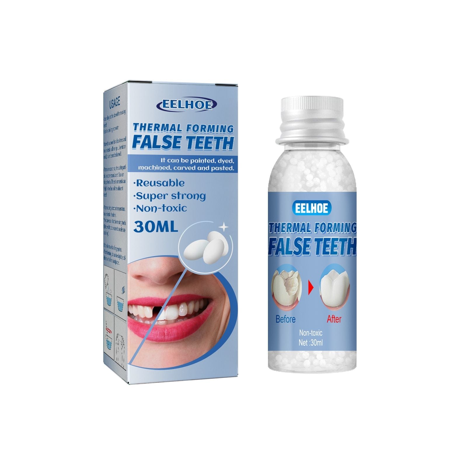 Malleable Dental Gel for Denture Modification, Temporary Tooth Filling, Smile Enhancement ,30ml