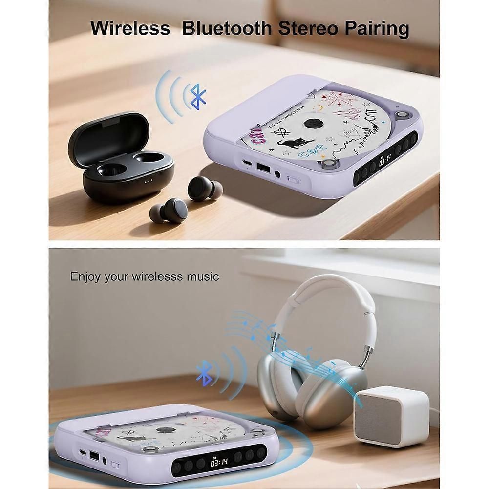 CD Player Portable with Dual Stereo Speakers, Rechargeable Portable CD Player with Bluetooth