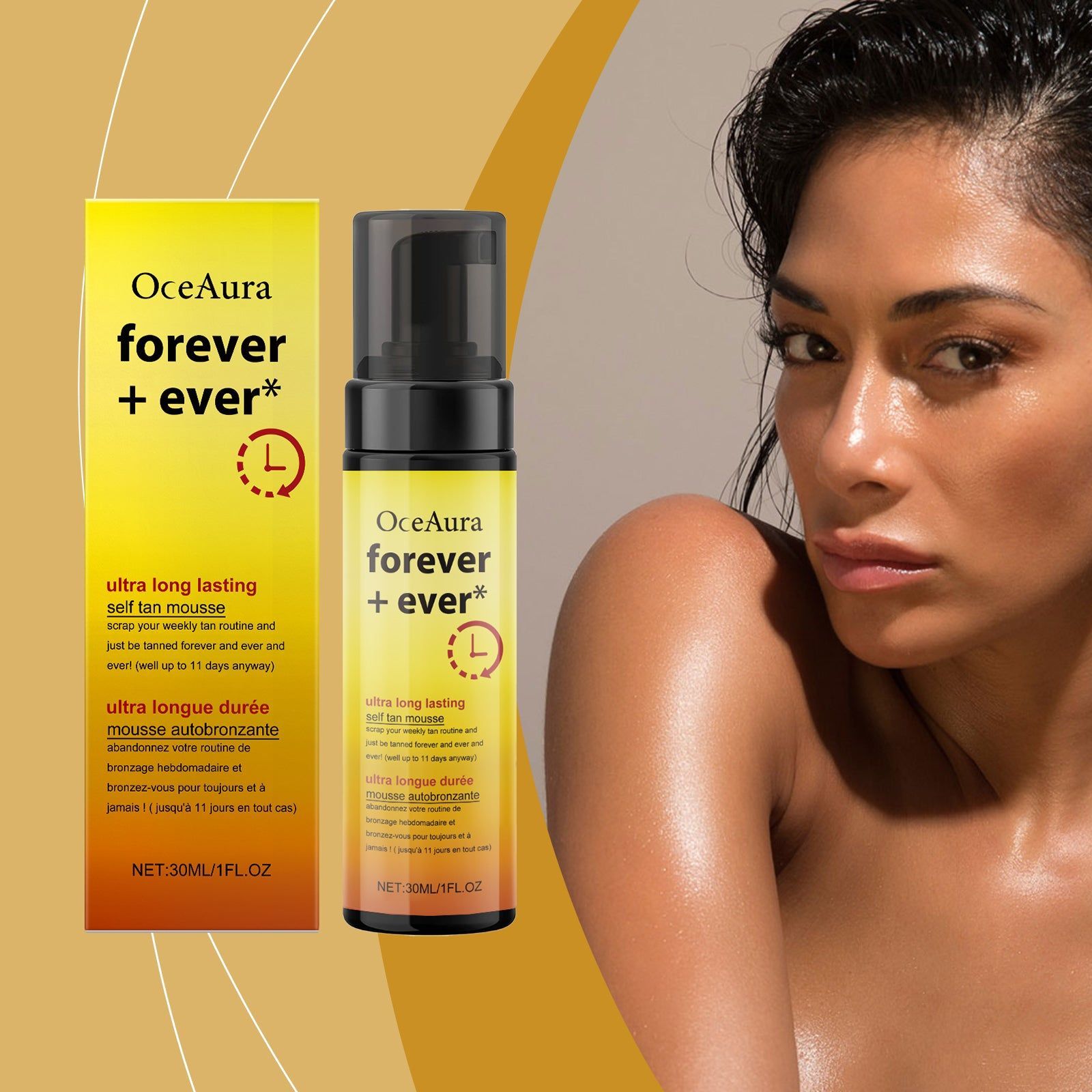 Black Aid Series Darkening Mousse, Natural Tan, Long-Lasting Sun Protection ,30ml