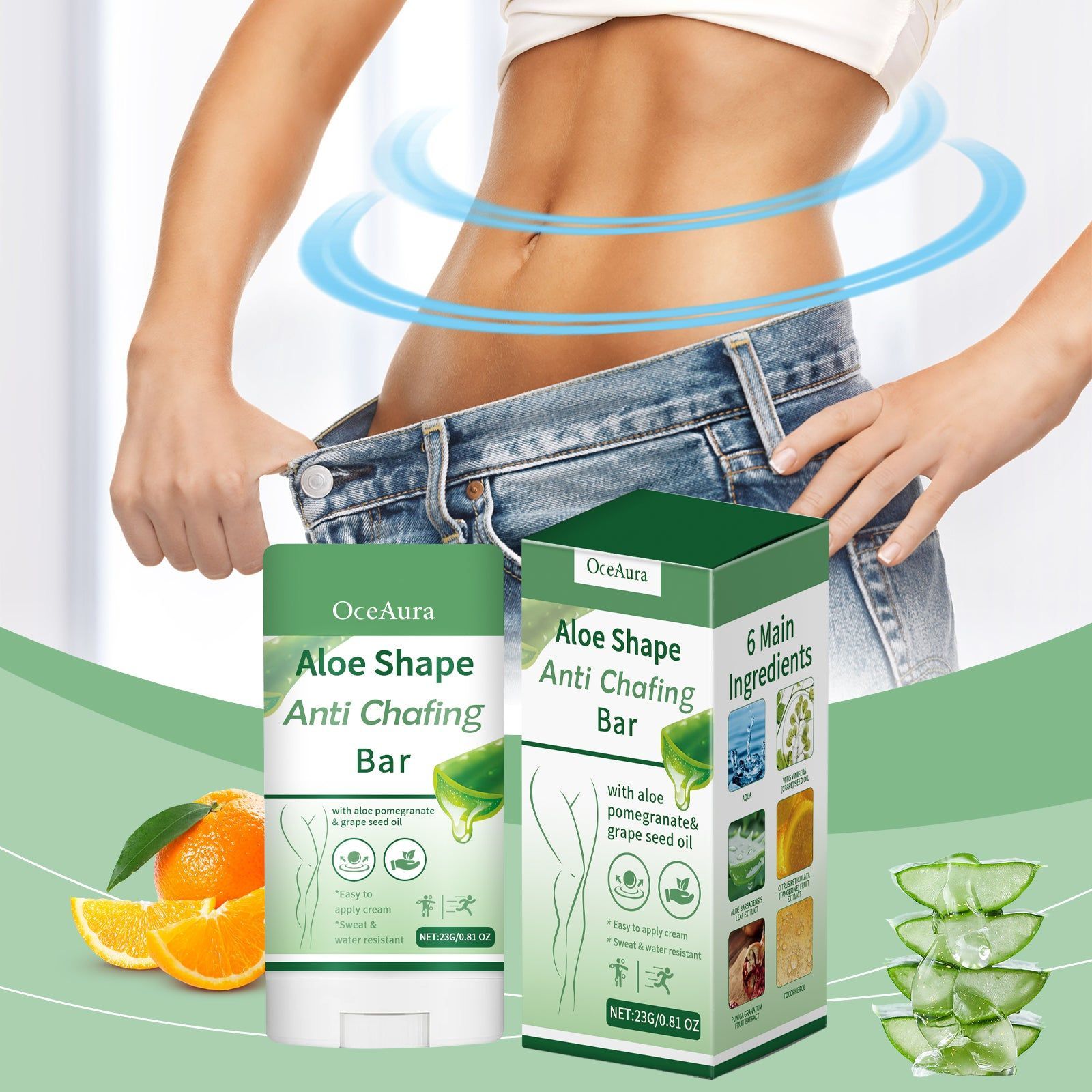 Aloe Vera Slimming and Toning Bar, Anti-Wrinkle, Moisturizing, Body Shaping, Natural Fat Burner ,23g
