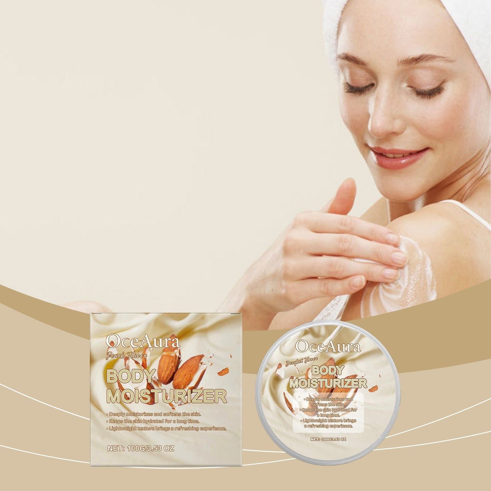 Almond Body Moisturizer, Hydrating, Softening, Non-Sticky, Fragrant, Rejuvenating ,100g