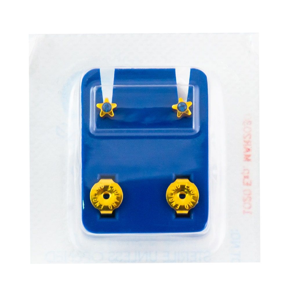 Caflon Singles Shapes Star With Stone Gold Plated Earring, Assorted Stone Color