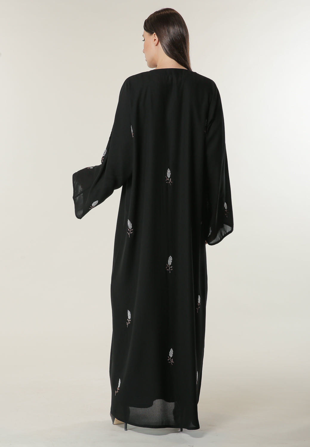 MOiSTREET Hand embroidered Motifs Black Abaya