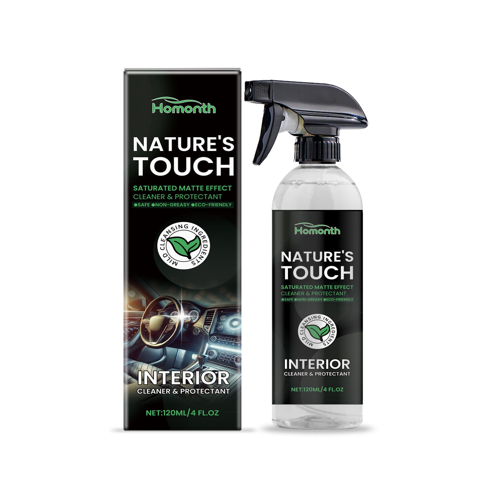 Car Interior Cleaner, Deep Cleaning, Eco-Friendly, Non-Irritating, Restores Shine ,120ml