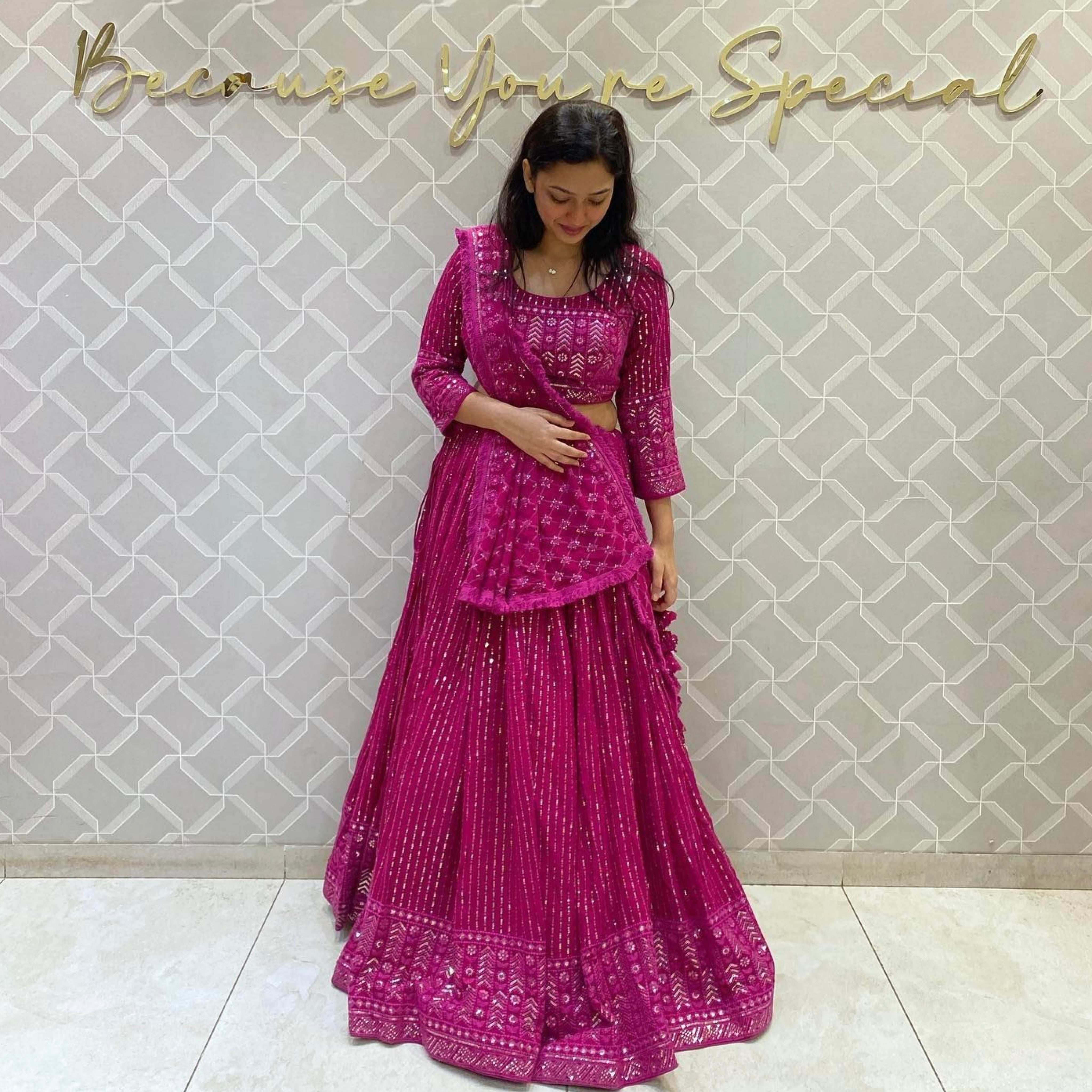 Party Wear Designer Lehenga Choli With Fancy Border Lace Work