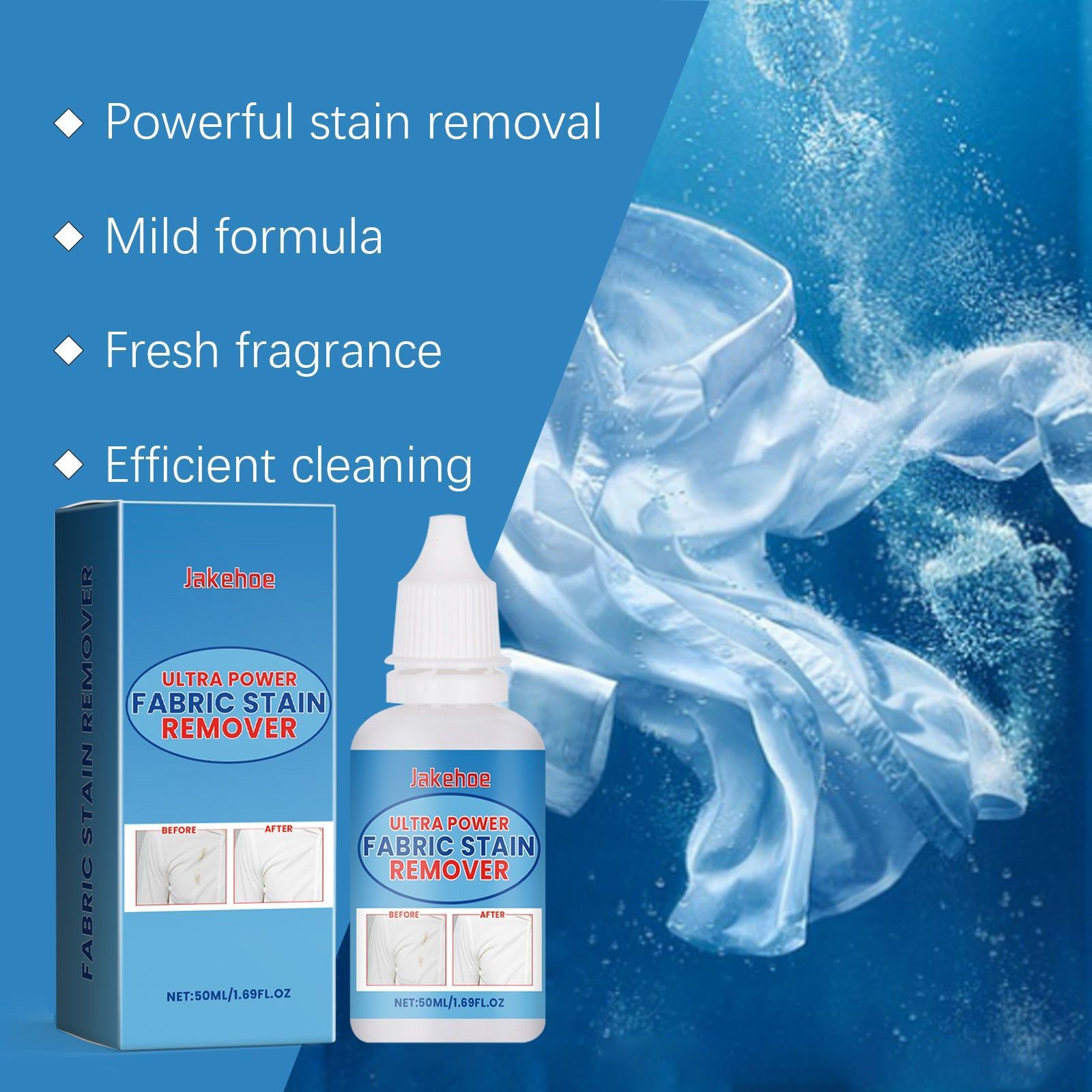 All-In-One Laundry Stain Remover, Oil, Food, Sweat, Deep Clean, Fabric Softener ,50ml