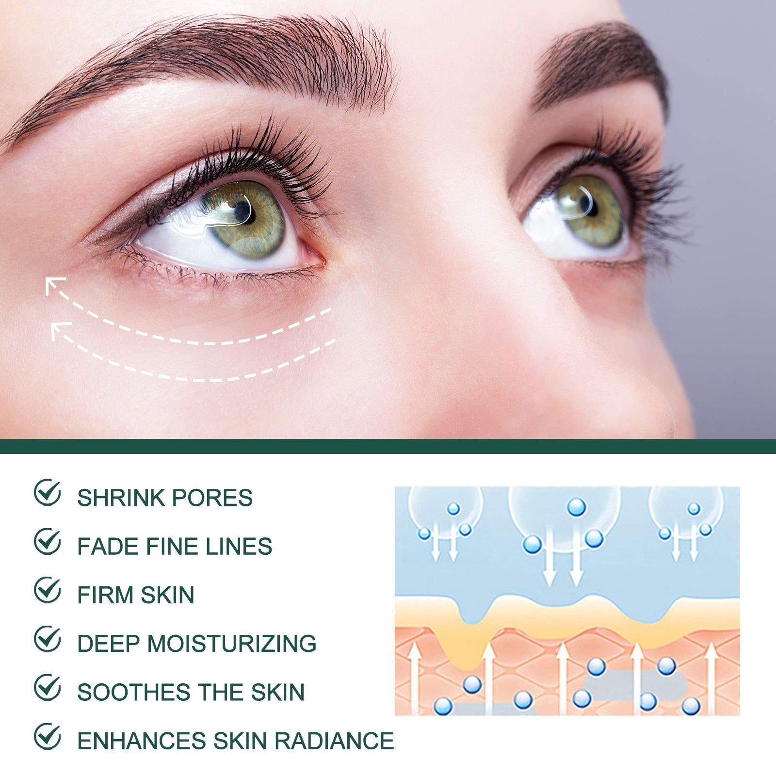 Cordyceps Ginseng Eye Cream, Fade Fine Lines, Dark Circles, Moisturize, Firm Skin ,30g