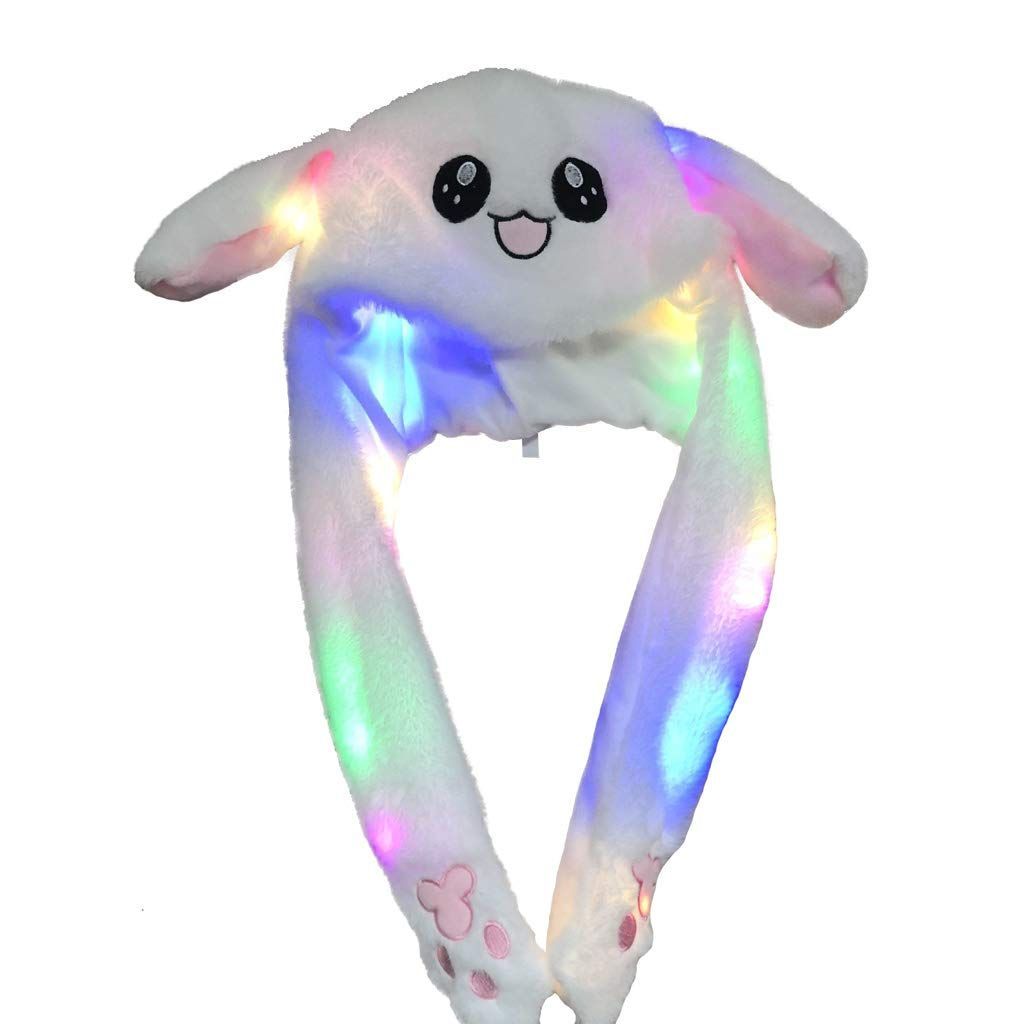 LED Glowing Plush Bunny Funny Hat With Moving Jumping Ears