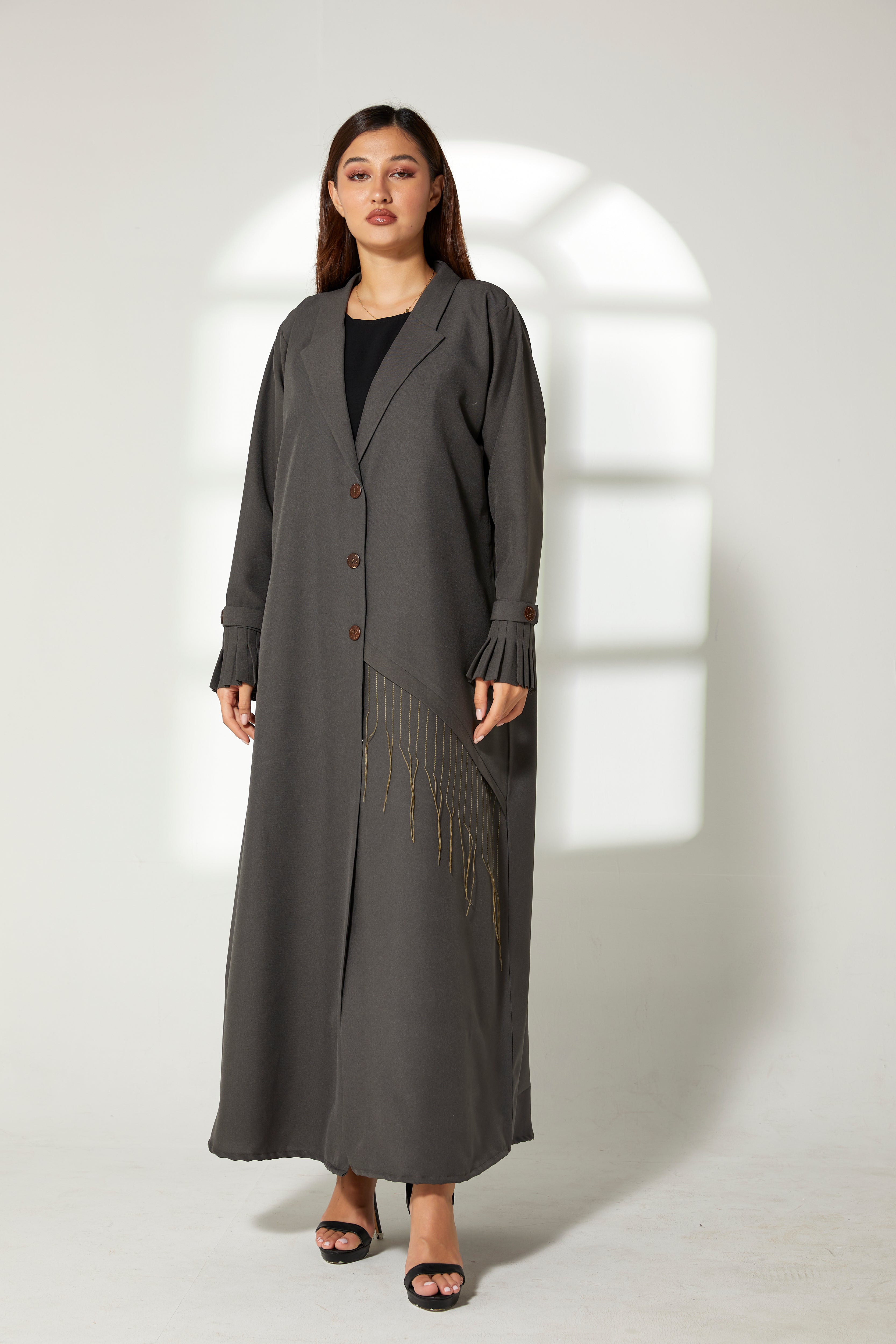MOiSTREET Grey Phua   Abaya with Pleated Cuffs