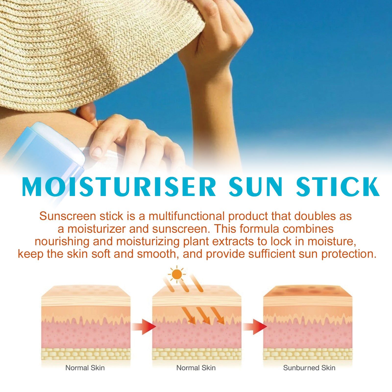 Body Insulation UV Stick, Waterproof SPF 50, Long-Lasting Moisturizer ,20g
