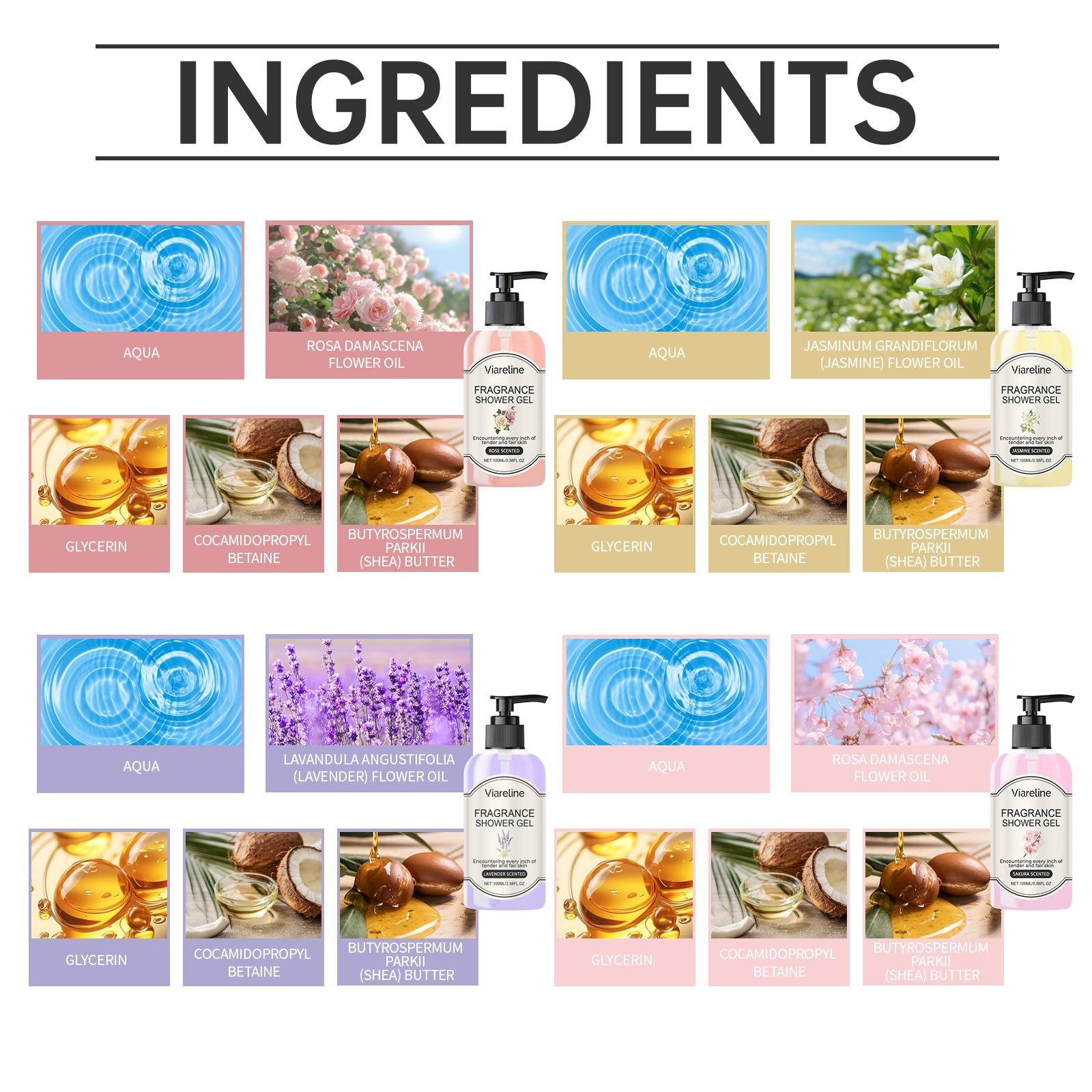 Cherry Blossom Body Wash, Moisturize Skin, Hydrating, Relaxing Fragrance ,100ml